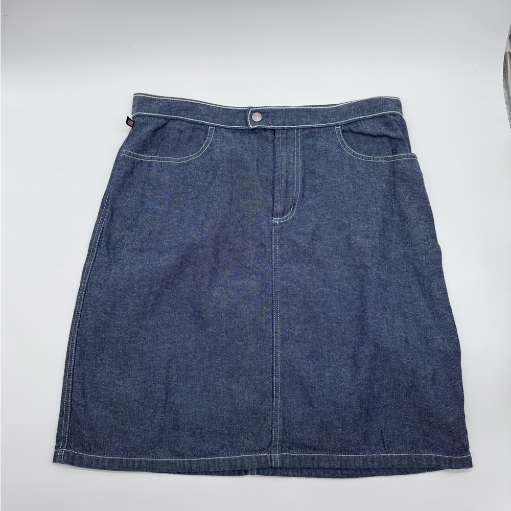 Vtg Polo Jean Co Ralph Lauren Dark Blue‎ Wash/White Stitching Pencil Skirt, 10